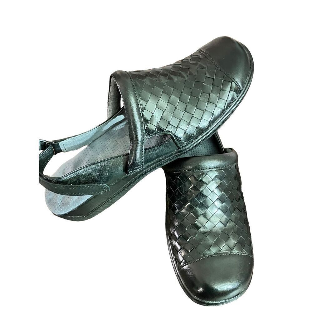 Softwalk Black, Braided Leather Open Back Sandal / SZ: 9